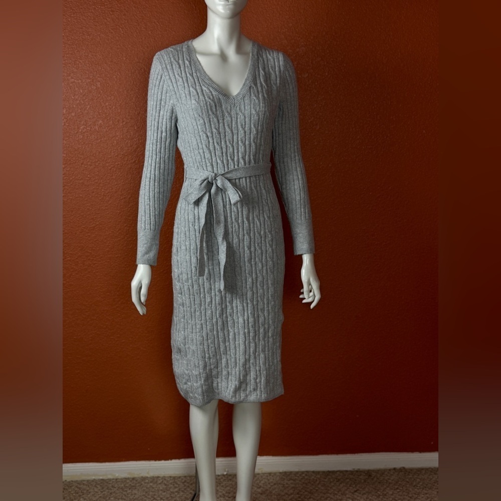 Olive & Oak Light Gray Cable Knit Dress